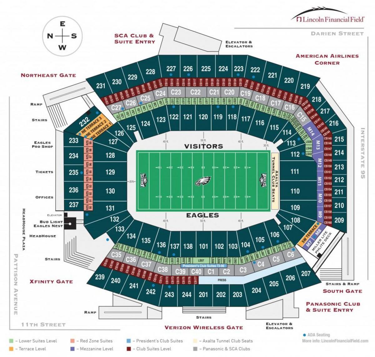 Philadelphia eagles staadion kaart