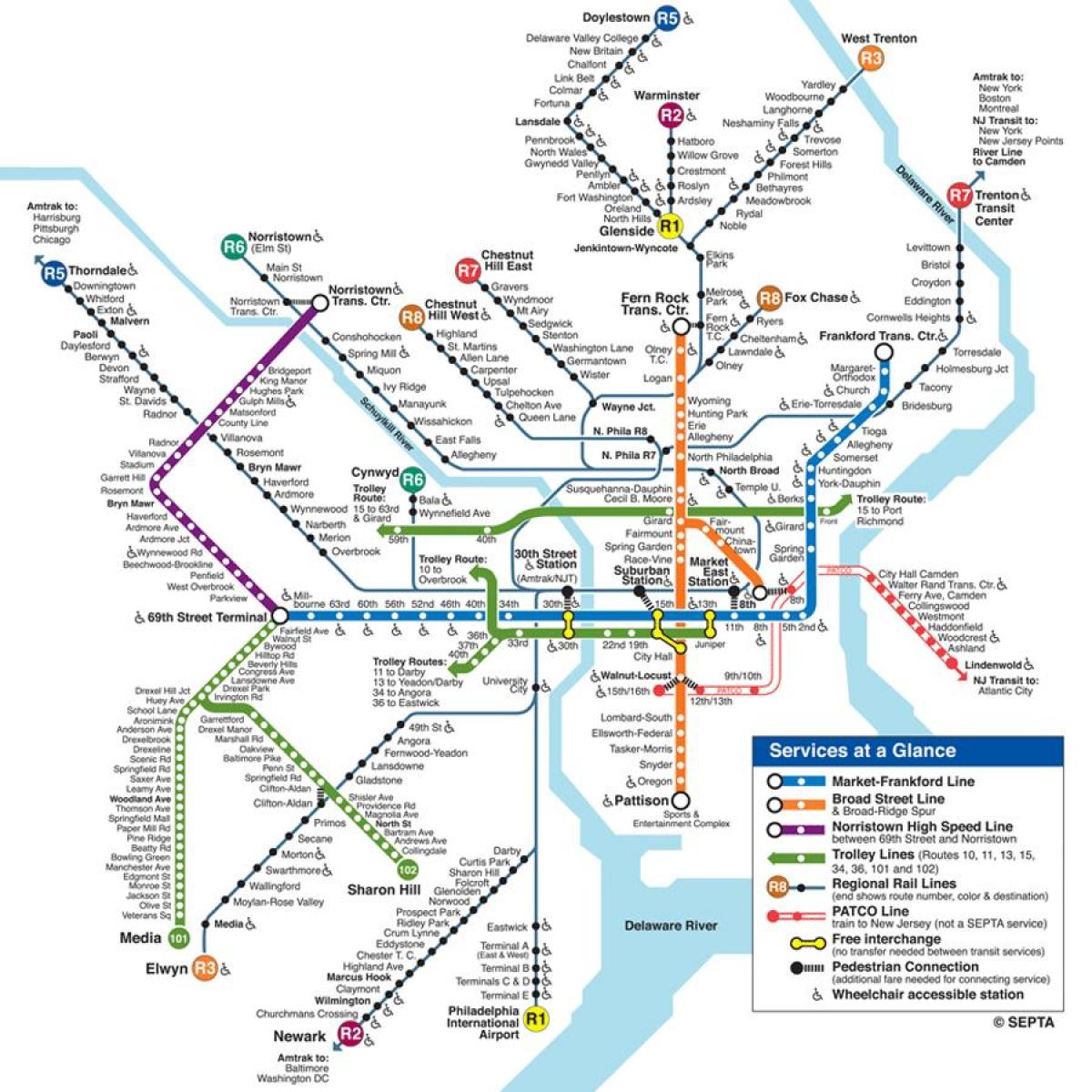Philly metroo kaart