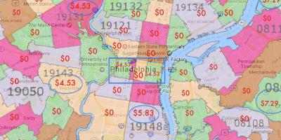 Philadelphia ja seda ümbritsevate piirkondade kaart