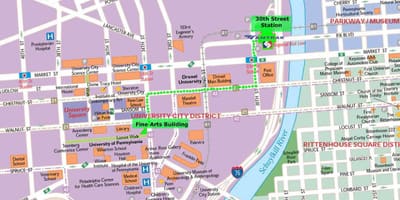 Kaart Philadelphia vaatamisväärsused